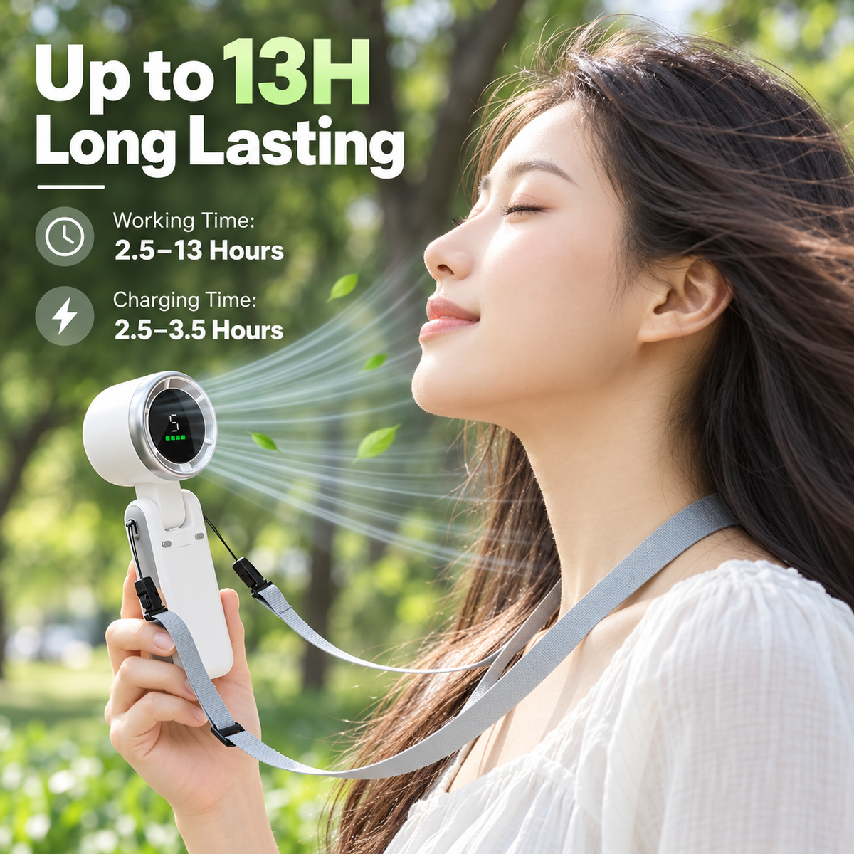 3-in-1 Portable Turbo Fan – 5-Speed Rechargeable Handheld, Neck & Desk Fan | Foldable Mini Pocket Fan